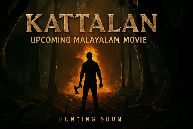 Silhouette of lead character from Kattalan movie with axe in hand before the 2025 release date.