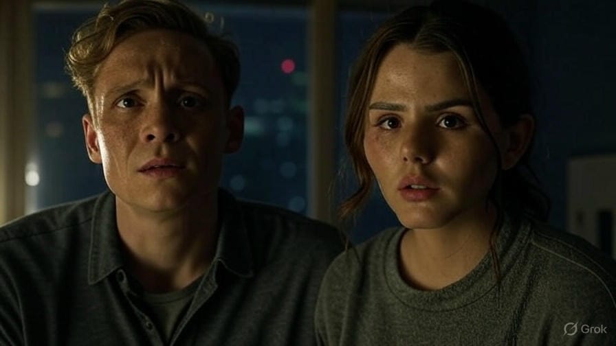 Matthias Schweighöfer and Ruby O. Fee in a suspenseful pose, starring in Brick Netflix trailer 2025